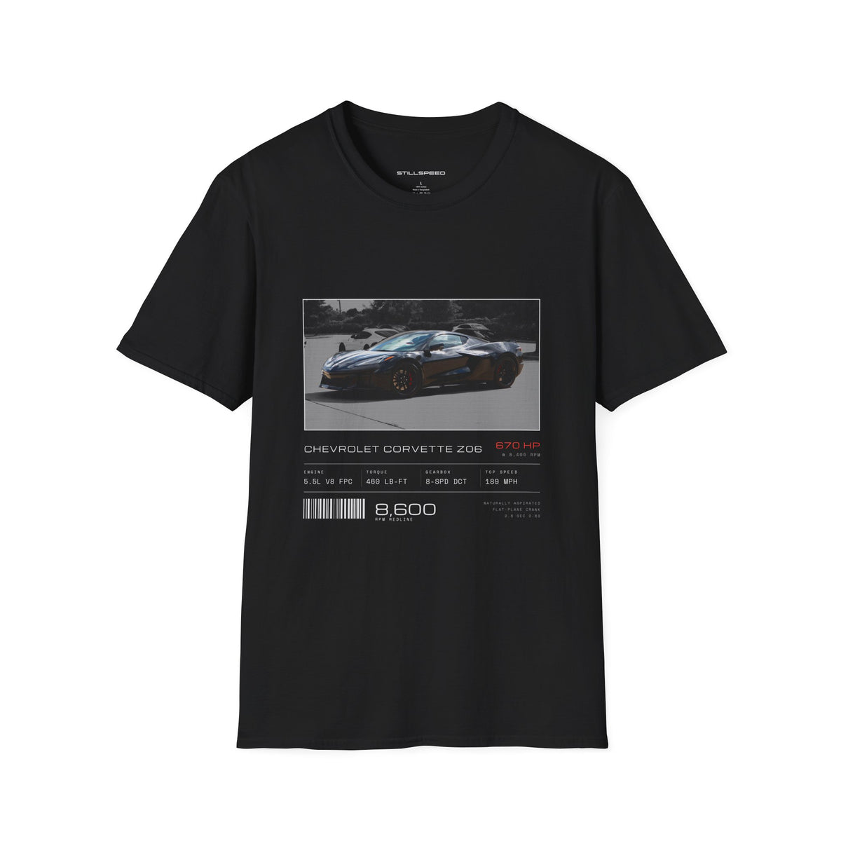 Chevrolet Corvette C8 Z06 spec sheet t-shirt by STILLSPEED