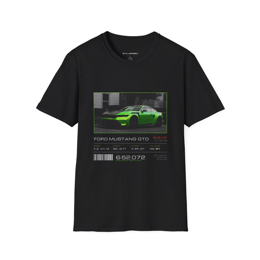 Ford Mustang GTD spec sheet t-shirt by STILLSPEED